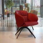 Bijzetfauteuil Angeliet Gealux draaifunctie Rundleder Polo kleur Rood. Direct Leverbaar.