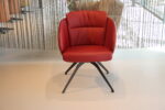 Bijzetfauteuil Angeliet Gealux draaifunctie Rundleder Polo kleur Rood. Direct Leverbaar.