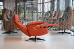 Gealux Relaxfauteuil GLX012-25 Draai manueel verstelbaar in Leer Dino 608 kleur Oranje. Direct leverbaar. - Afbeelding 4