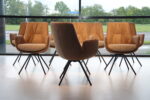 8 x Gealux Lody / Mabach eetkamerstoel met draaifunctie in combi stof. Direct leverbaar. - Afbeelding 3