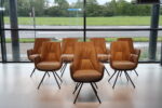 8 x Gealux Lody / Mabach eetkamerstoel met draaifunctie in combi stof. Direct leverbaar. - Afbeelding 4