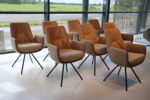 8 x Gealux Lody / Mabach eetkamerstoel met draaifunctie in combi stof. Direct leverbaar. - Afbeelding 5