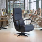 Elektrische verstelbare relaxfauteuil/relaxstoel Dahlia van Meubelfabriek Gealux in Leer Polo 1010kleur blauw. Direct leverbaar.