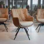 4 x Gealux Lody / Mabach eetkamerstoel met draaifunctie in combi stof. Direct leverbaar.