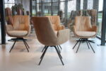 4 x Gealux Lody / Mabach eetkamerstoel met draaifunctie in combi stof. Direct leverbaar. - Afbeelding 3