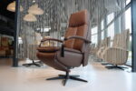 Elektrisch verstelbaar relaxfauteuil / relaxstoel Twinz 6021 Leer Dino kleur Brown van Gealux 3 motoren met accu. Direct leverbaar.