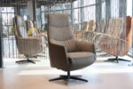 Elektrisch verstelbaar relaxfauteuil / relaxstoel Twinz 108 in combi leer/Stof kleur Groen van Gealux met 3 motoren en accu. Direct leverbaar.