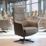 Elektrisch verstelbaar relaxfauteuil / relaxstoel Twinz 108 in combi leer/Stof kleur Groen van Gealux met 3 motoren en accu. Direct leverbaar.