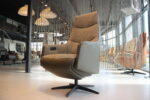 Elektrisch verstelbaar relaxfauteuil / relaxstoel Twinz 108 in combi leer/Stof kleur Groen van Gealux met 3 motoren en accu. Direct leverbaar.