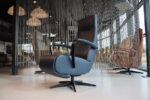 Elektrisch verstelbaar relaxfauteuil / relaxstoel Jasmijn in Leer Polo 1010 kleur blauw van Gealux met 2 motoren en accu. Direct leverbaar.