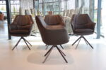4x Gealux Lios eetkamerstoel draai in Leer Typhoon 80 kleur Bruin. Onderstel kleur brown. Direct leverbaar. - Afbeelding 2