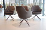 4x Gealux Lios eetkamerstoel draai in Leer Typhoon 80 kleur Bruin. Onderstel kleur brown. Direct leverbaar. - Afbeelding 3