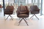 4x Gealux Lios eetkamerstoel draai in Leer Typhoon 80 kleur Bruin. Onderstel kleur brown. Direct leverbaar. - Afbeelding 4